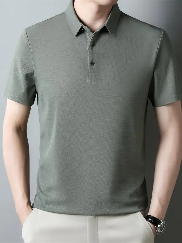 Men Navy Blue Polo Shirt Short Sleeve Casual Wear