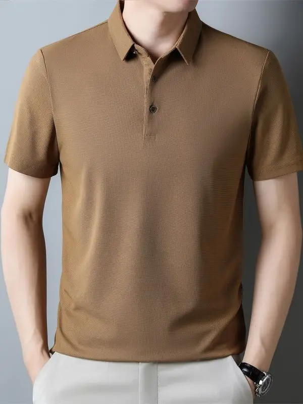 Men Navy Blue Polo Shirt Short Sleeve Casual Wear