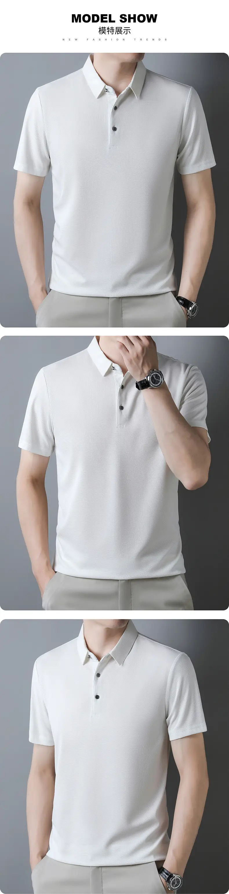 Men Navy Blue Polo Shirt Short Sleeve Casual Wear — feature 10