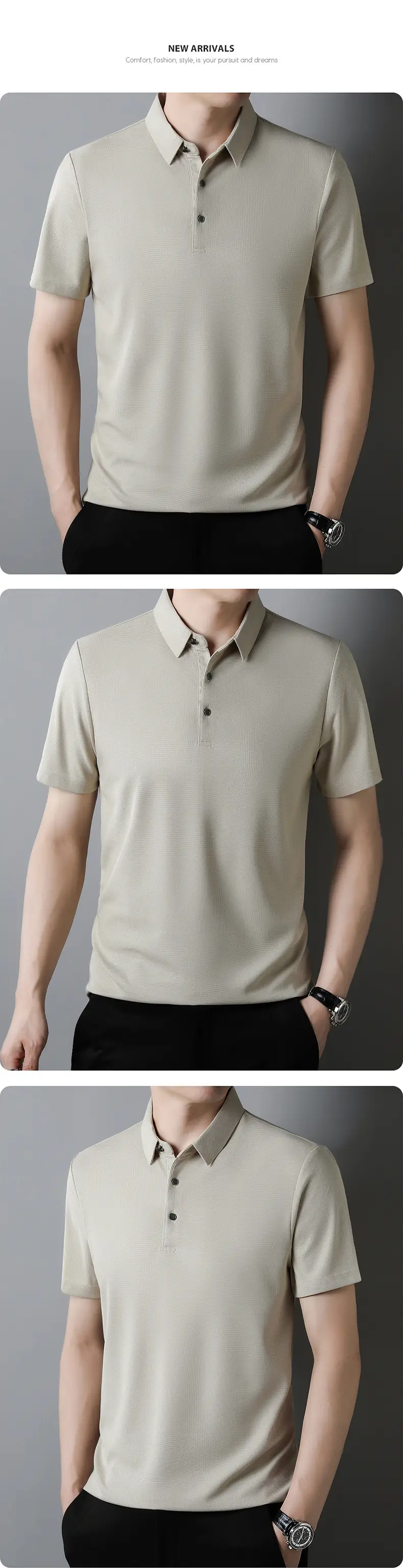 Men Navy Blue Polo Shirt Short Sleeve Casual Wear — feature 11