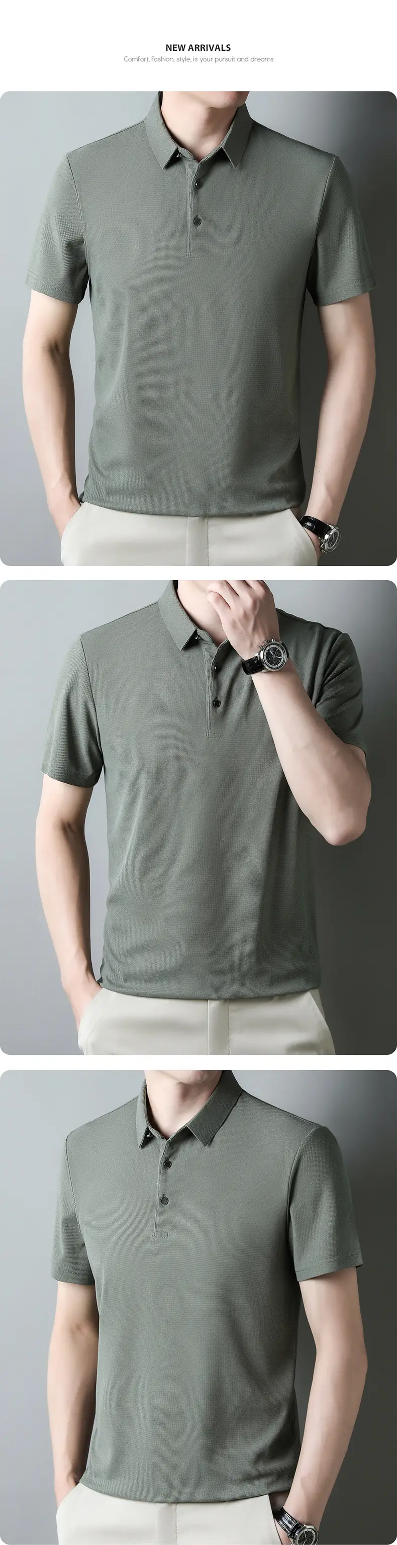 Men Navy Blue Polo Shirt Short Sleeve Casual Wear — feature 12