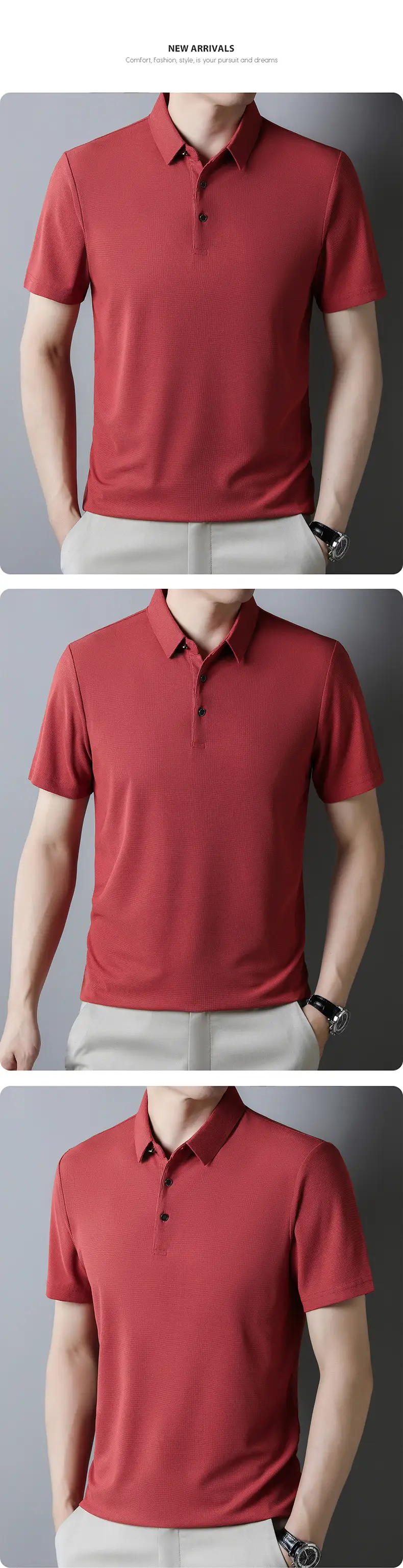 Men Navy Blue Polo Shirt Short Sleeve Casual Wear — feature 13