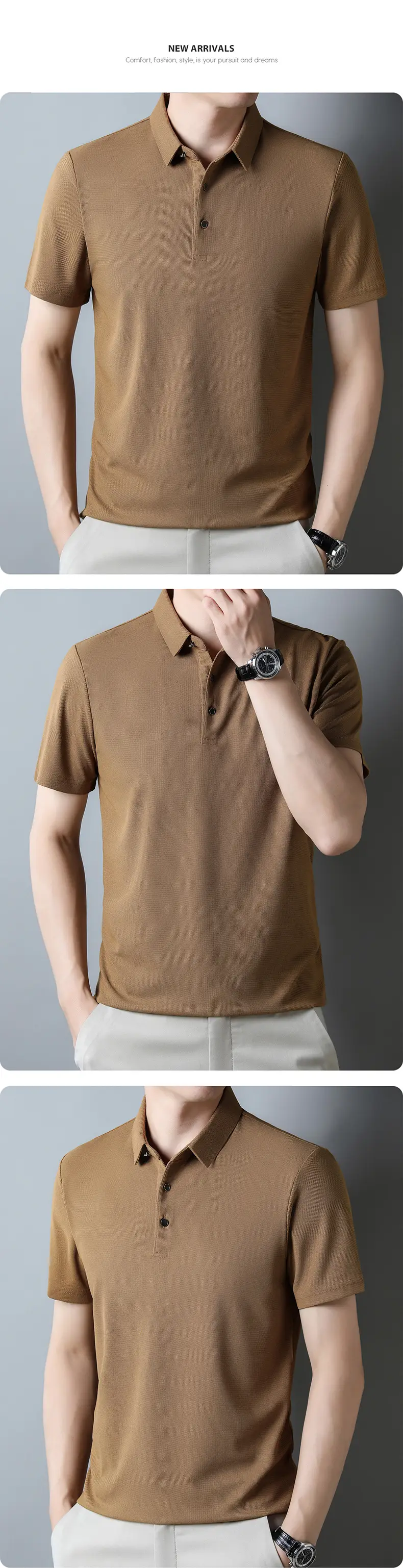 Men Navy Blue Polo Shirt Short Sleeve Casual Wear — feature 14