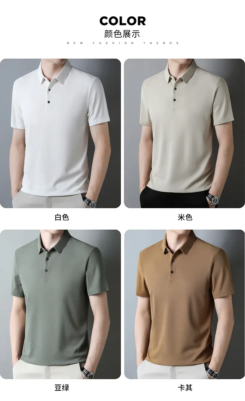Men Navy Blue Polo Shirt Short Sleeve Casual Wear — feature 7