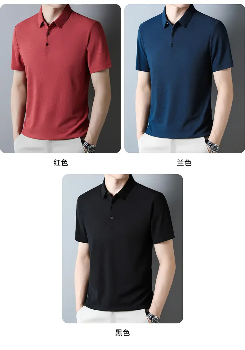 Men Navy Blue Polo Shirt Short Sleeve Casual Wear — feature 8