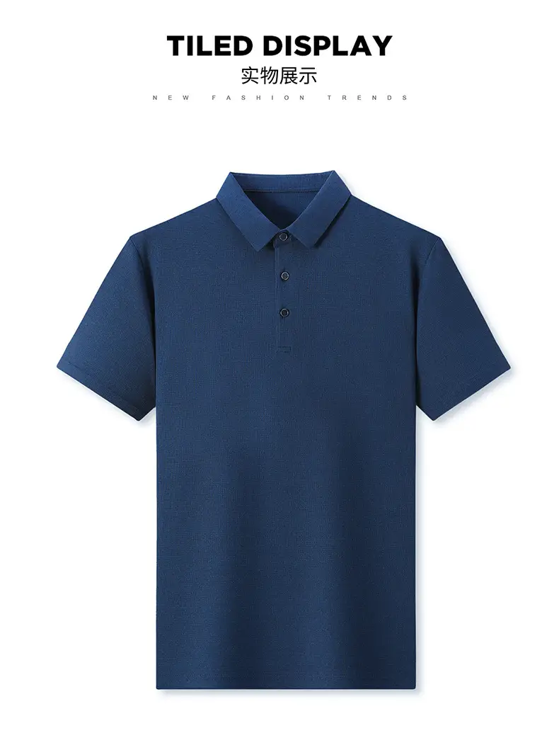 Men Navy Blue Polo Shirt Short Sleeve Casual Wear — feature 9