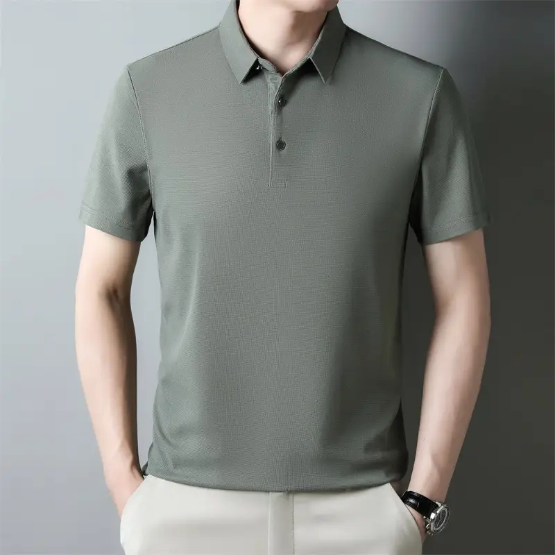 Men Navy Blue Polo Shirt Short Sleeve Casual Wear