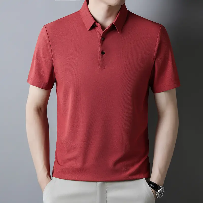 Men Navy Blue Polo Shirt Short Sleeve Casual Wear