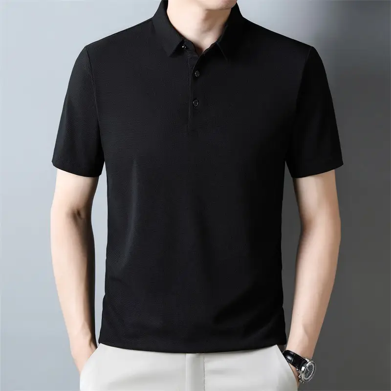 Men Navy Blue Polo Shirt Short Sleeve Casual Wear