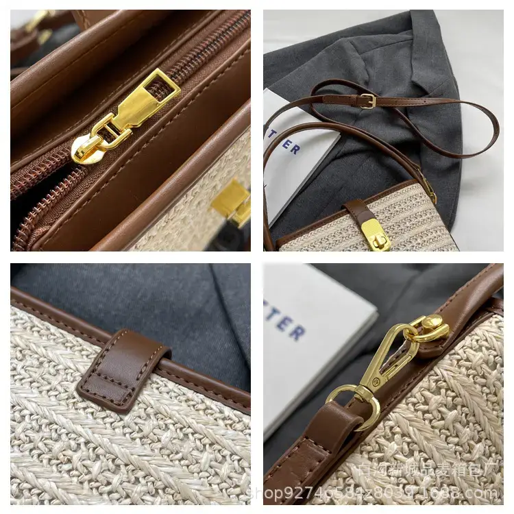 Women's Straw Bag with Brown Leather Handle 2023 — feature 9