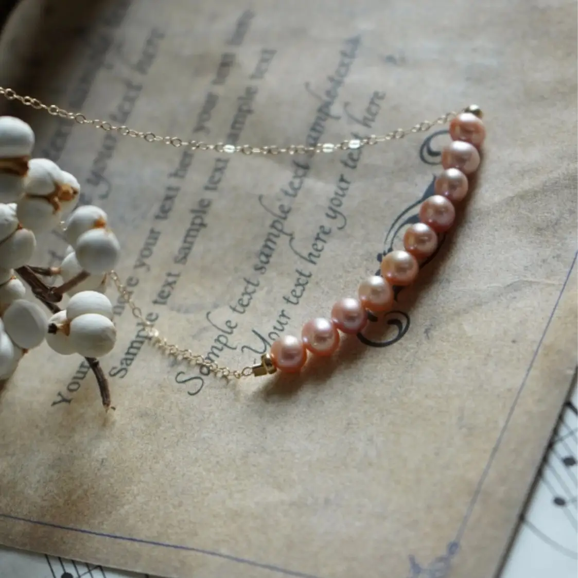 Pearl Clavicle Necklace 925 Silver Plated 18K Gold