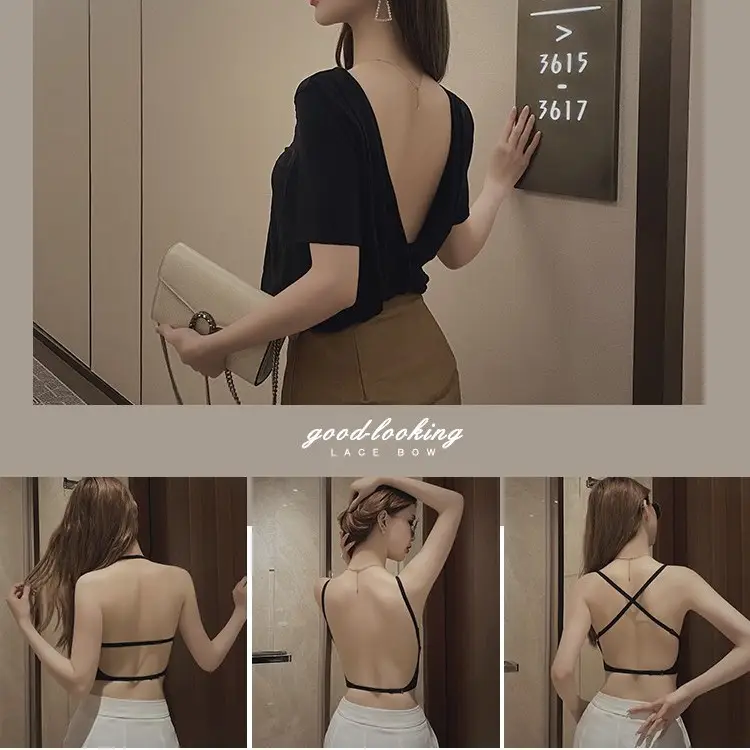 U-shaped beautiful back underwear women's small chest gathered 2022 new with chest pad outer wear vest integrated seamless backless bra