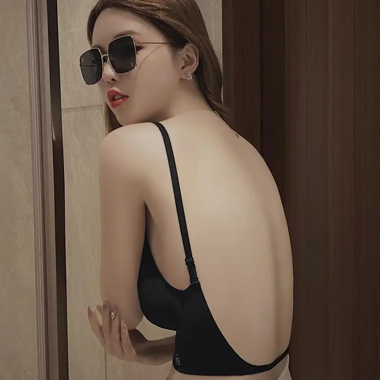 U-shaped beautiful back underwear women's small chest gathered 2022 new with chest pad outer wear vest integrated seamless backless bra