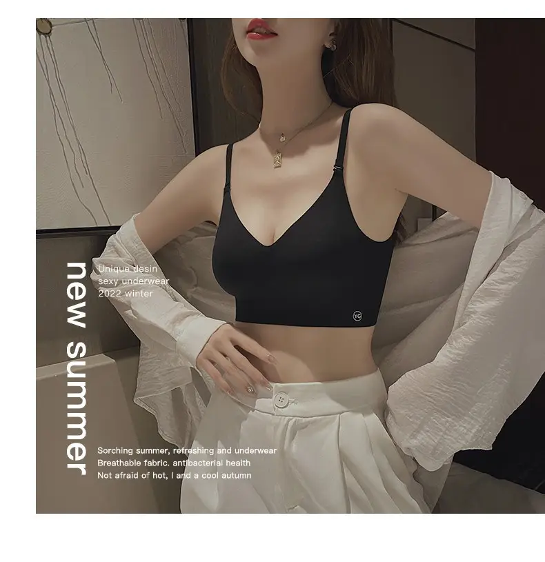 U-shaped beautiful back underwear women's small chest gathered 2022 new with chest pad outer wear vest integrated seamless backless bra — feature 22