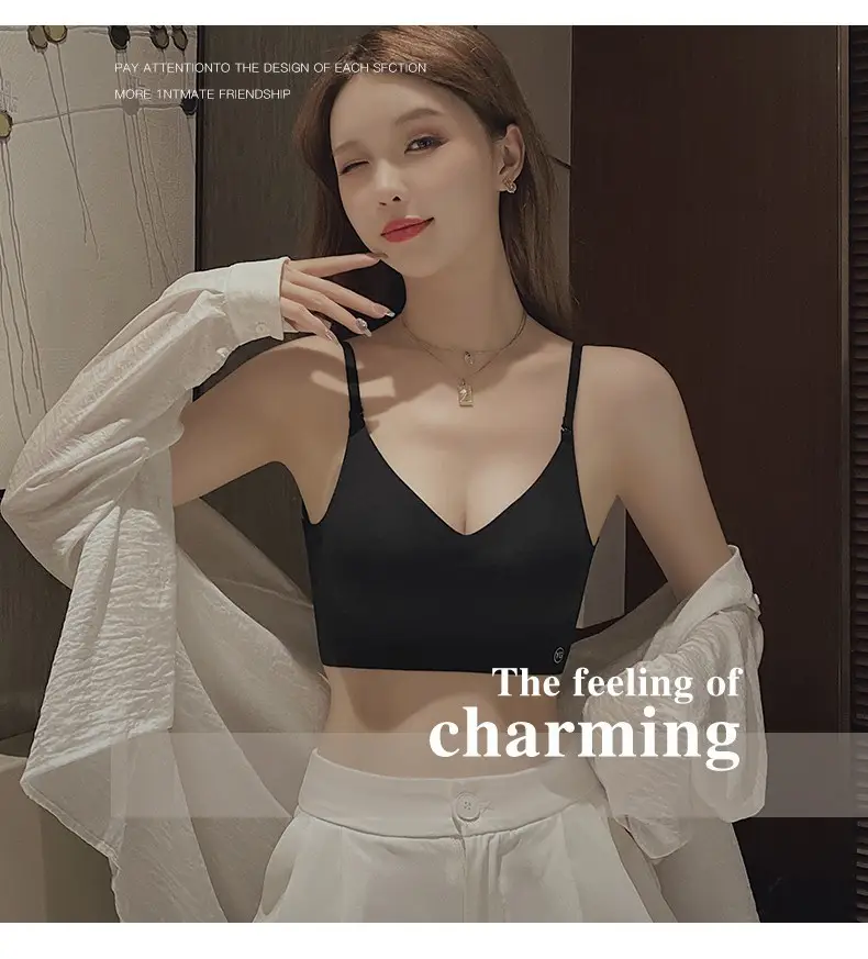 U-shaped beautiful back underwear women's small chest gathered 2022 new with chest pad outer wear vest integrated seamless backless bra — feature 23