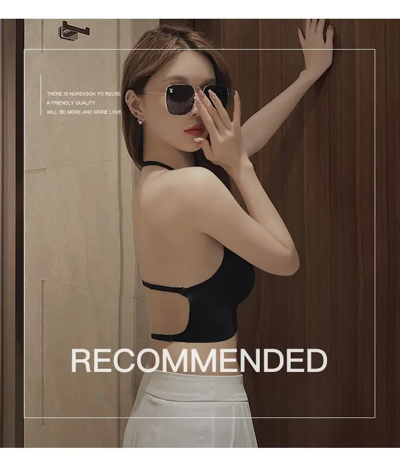 U-shaped beautiful back underwear women's small chest gathered 2022 new with chest pad outer wear vest integrated seamless backless bra — feature 24