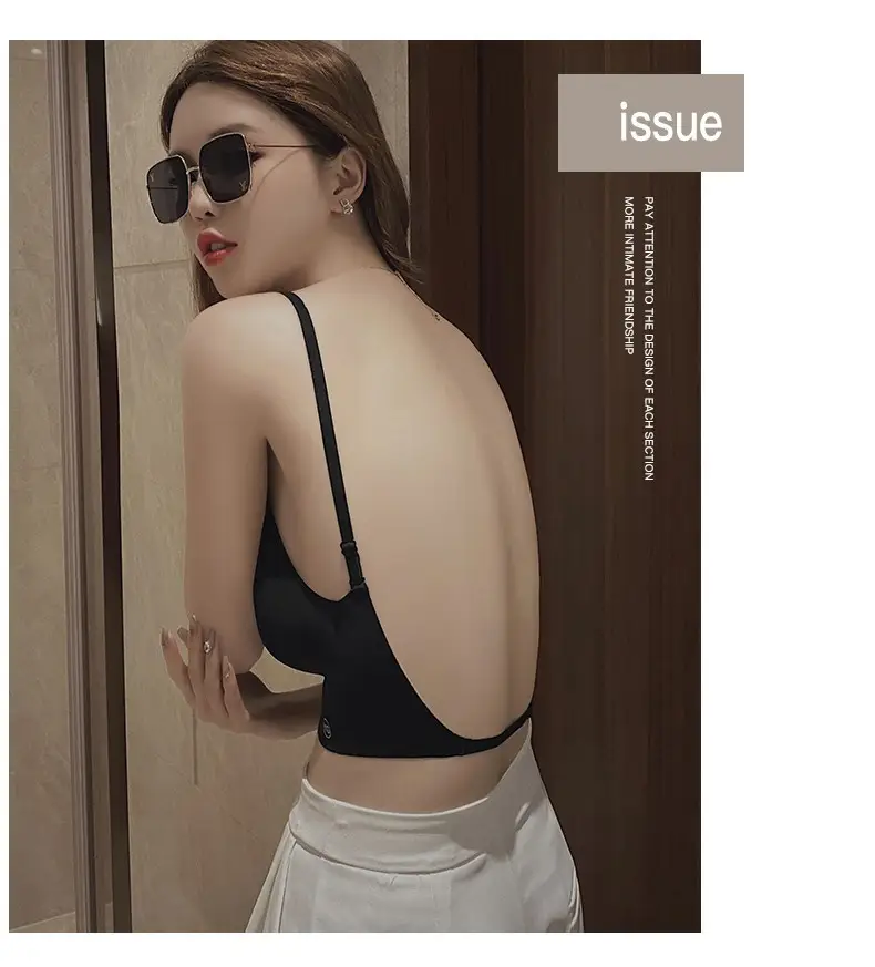U-shaped beautiful back underwear women's small chest gathered 2022 new with chest pad outer wear vest integrated seamless backless bra — feature 27