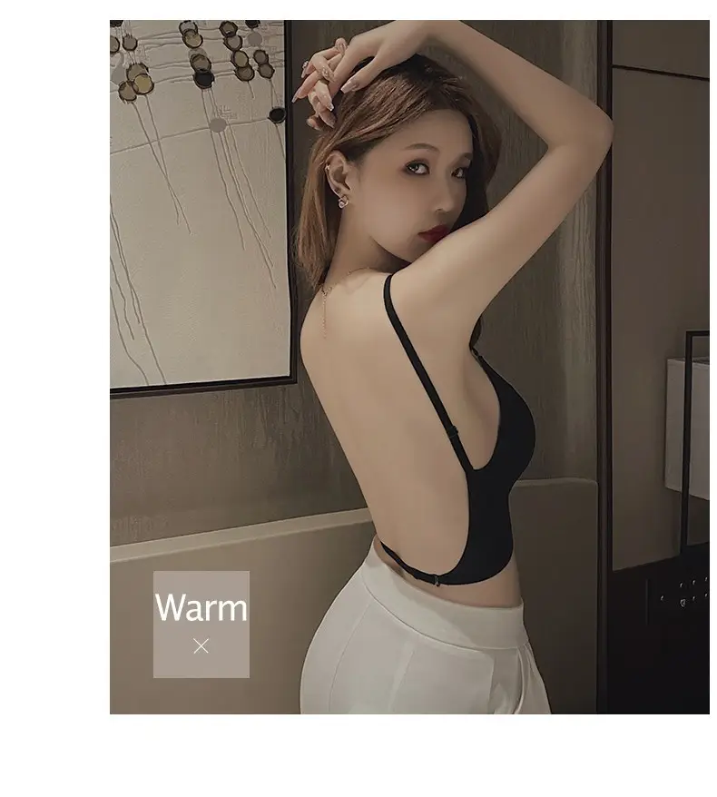 U-shaped beautiful back underwear women's small chest gathered 2022 new with chest pad outer wear vest integrated seamless backless bra — feature 28