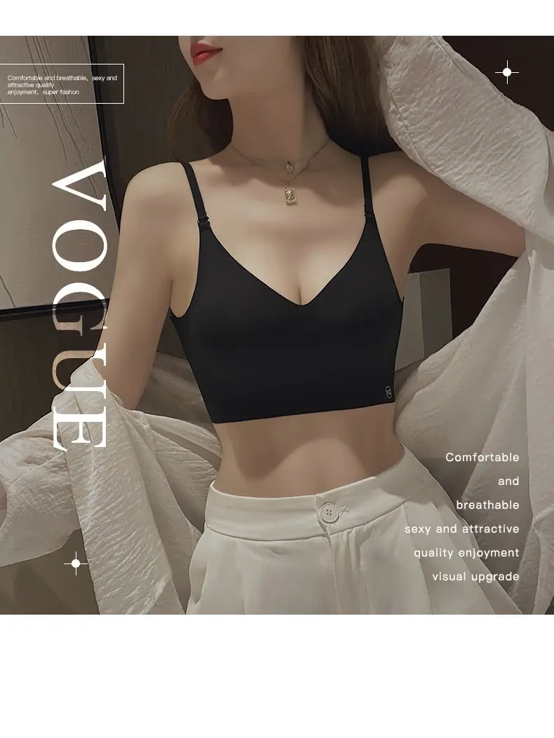 U-shaped beautiful back underwear women's small chest gathered 2022 new with chest pad outer wear vest integrated seamless backless bra — feature 30
