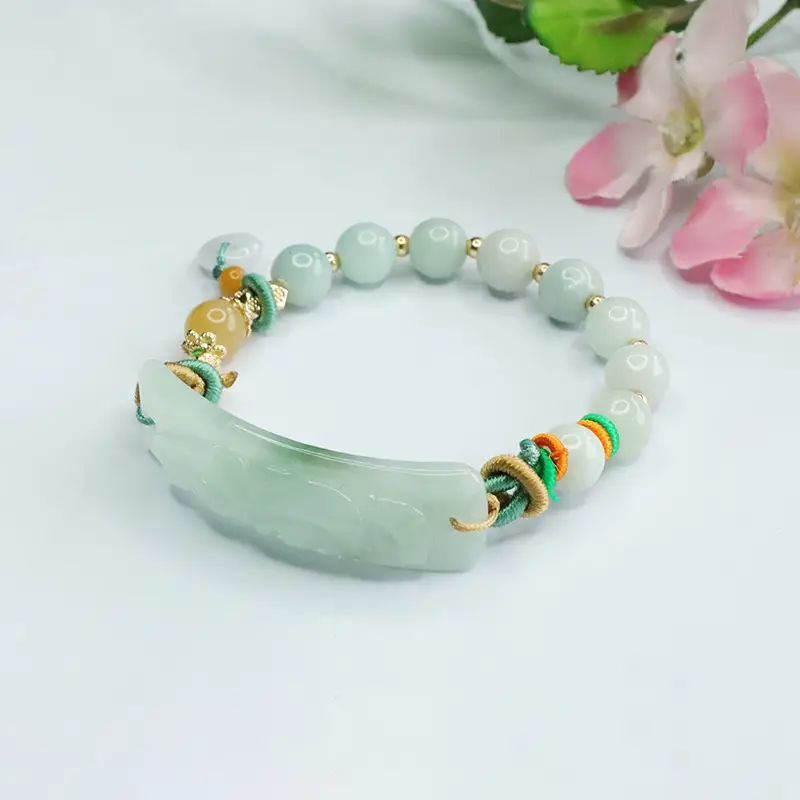 Guan Yu Jade Bracelet with Safety Buckle & Colorful Beads - Image 3