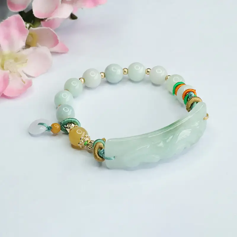 Guan Yu Jade Bracelet with Safety Buckle & Colorful Beads - Image 4