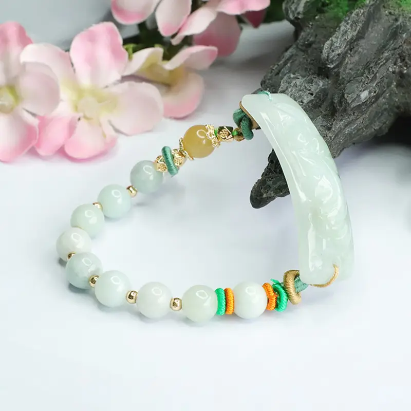 Guan Yu Jade Bracelet with Safety Buckle & Colorful Beads - Image 5