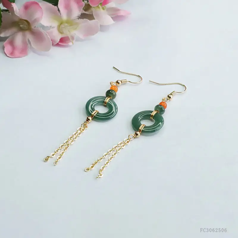 Blue Jade Tassel Earrings for Women — feature 11