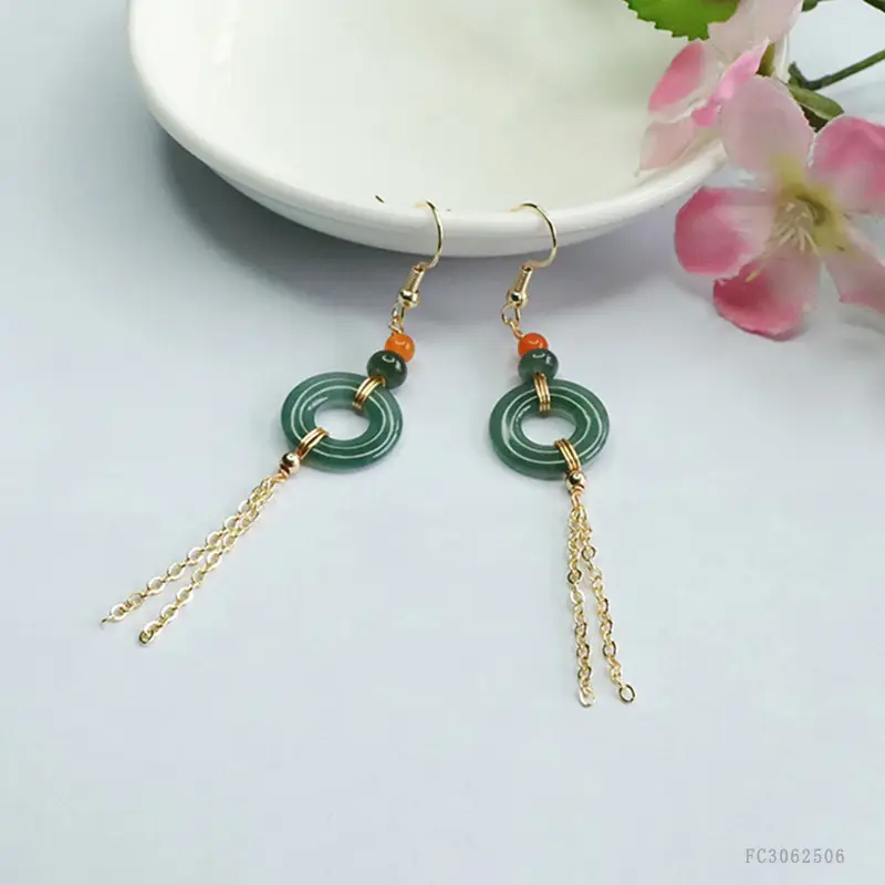Blue Jade Tassel Earrings for Women — feature 7