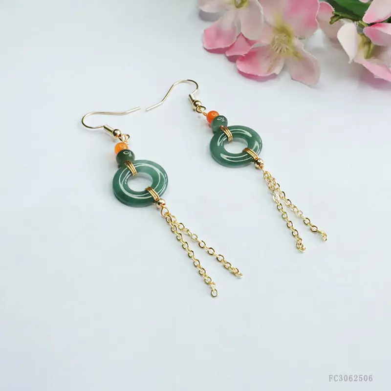 Blue Jade Tassel Earrings for Women — feature 9