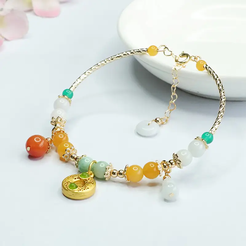 Guan Yu Jade Bracelet with Longevity Charm - Image 5