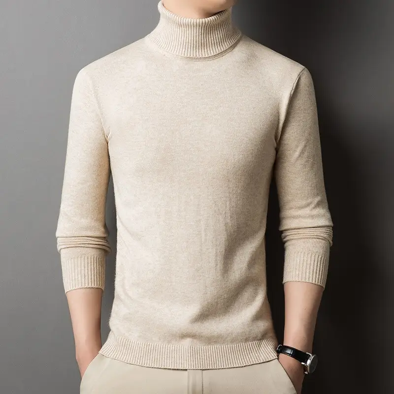Men's 2024 Slim Fit Turtle Neck Sweater Navy - Image 9