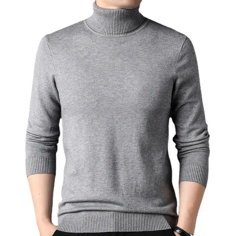 Men's 2024 Slim Fit Turtle Neck Sweater Navy - Image 11