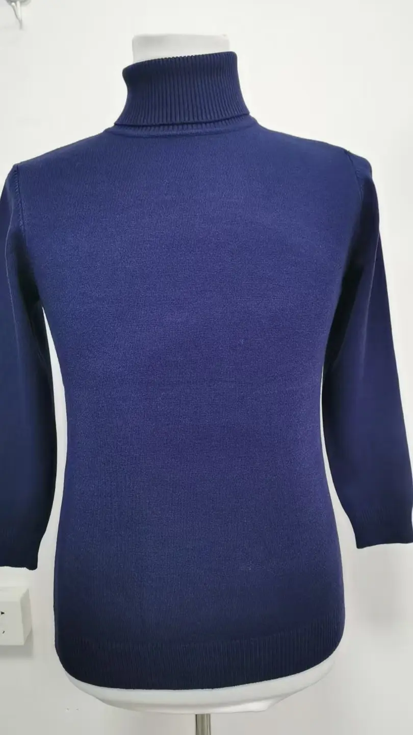 Men's 2024 Slim Fit Turtle Neck Sweater Navy — feature 31