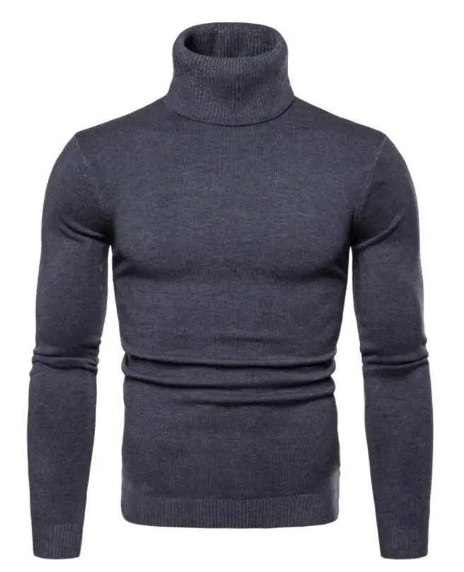 Men's 2024 Slim Fit Turtle Neck Sweater Navy — feature 9
