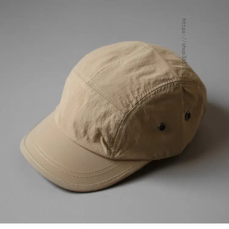 Men's Beige Short-Brim Peaked Cap Summer Casual Hat
