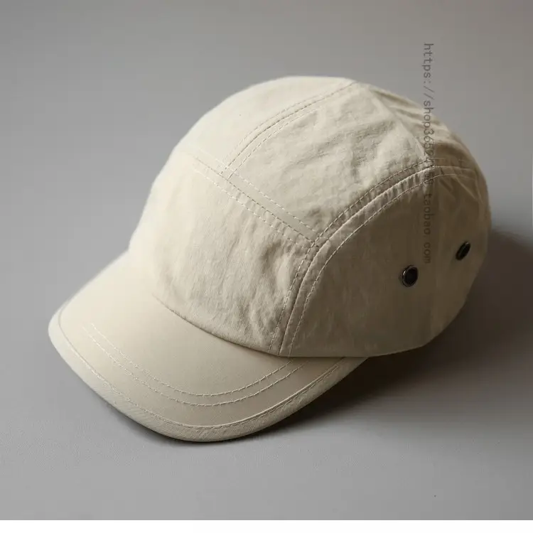 Men's Beige Short-Brim Peaked Cap Summer Casual Hat