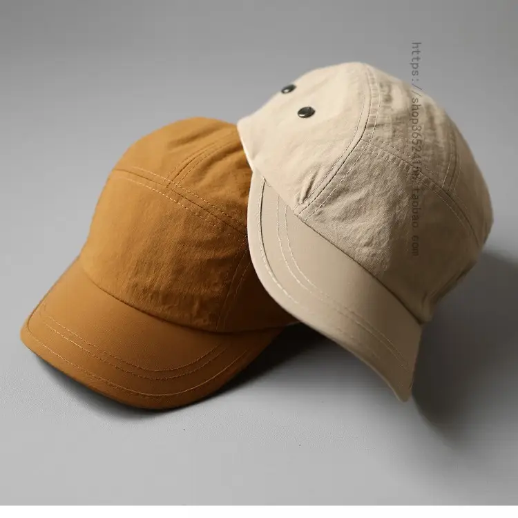 Men's Beige Short-Brim Peaked Cap Summer Casual Hat