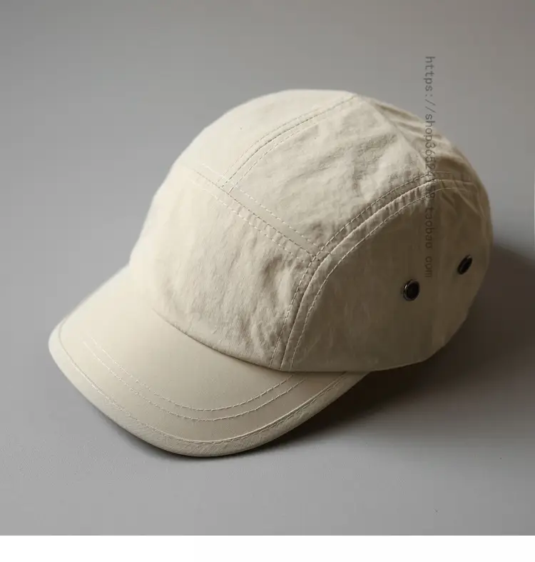 Men's Beige Short-Brim Peaked Cap Summer Casual Hat — feature 1