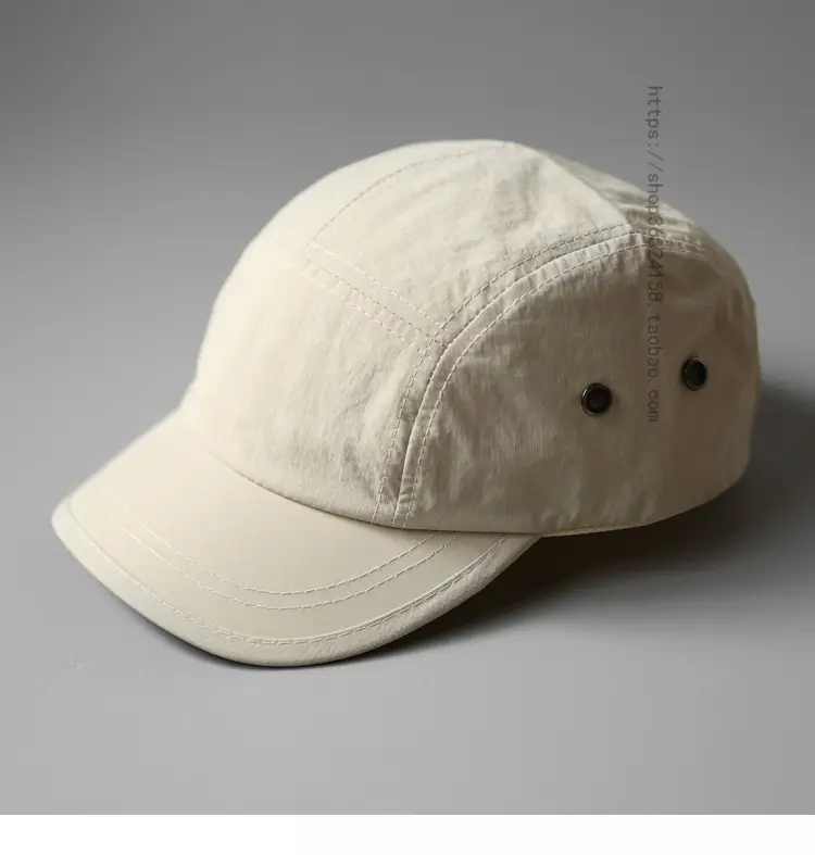 Men's Beige Short-Brim Peaked Cap Summer Casual Hat — feature 14