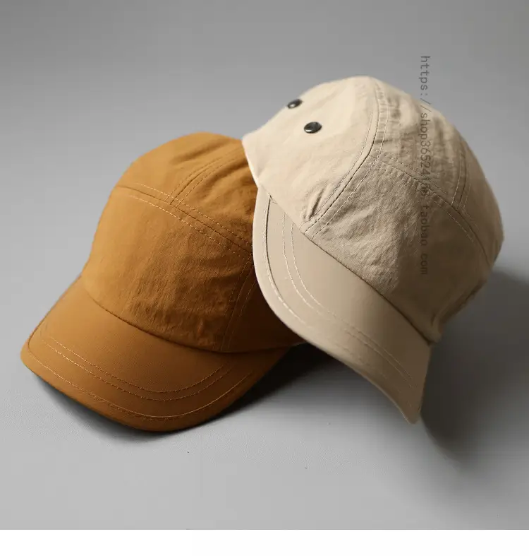 Men's Beige Short-Brim Peaked Cap Summer Casual Hat — feature 9