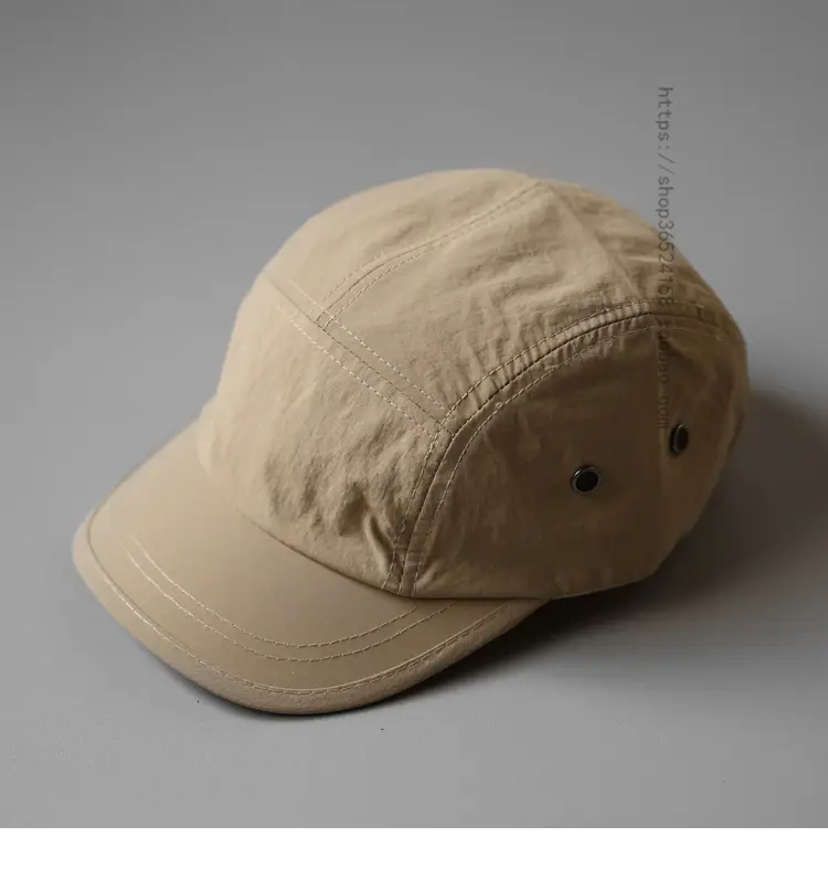 Men's Beige Short-Brim Peaked Cap Summer Casual Hat