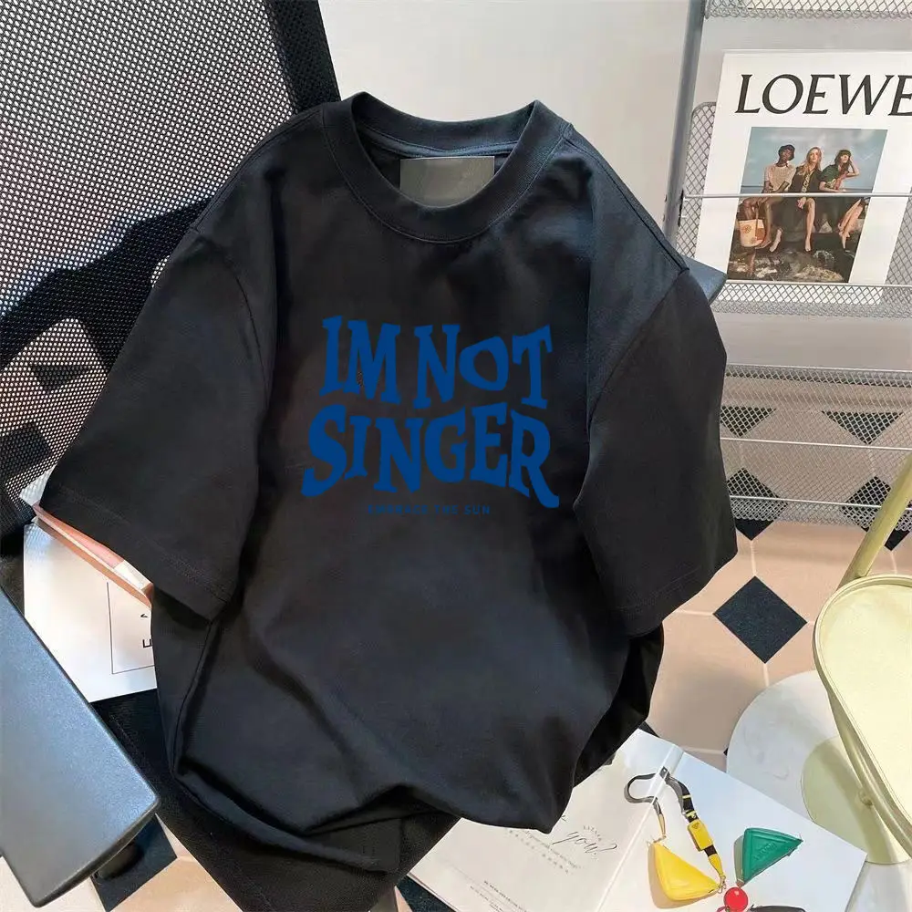 Women Black T-shirt "IM NOT SINGER" Element Printed — feature 7