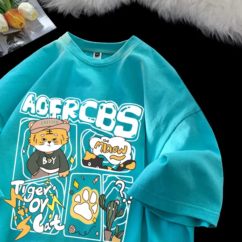 2022 New Arrival Loose Fit Men T-Shirt White Graphic Print - Image 8