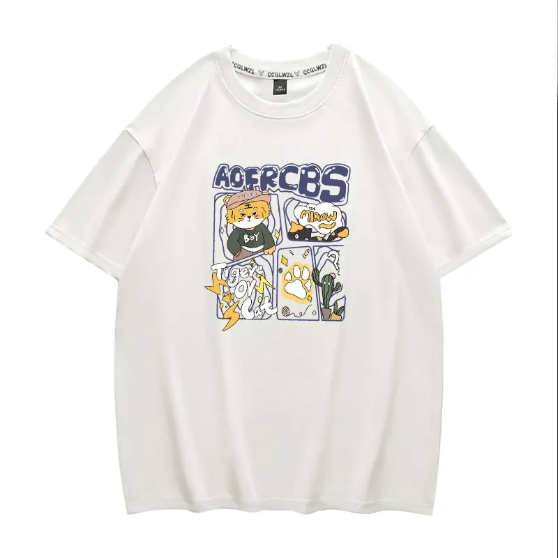 2022 New Arrival Loose Fit Men T-Shirt White Graphic Print - Image 11