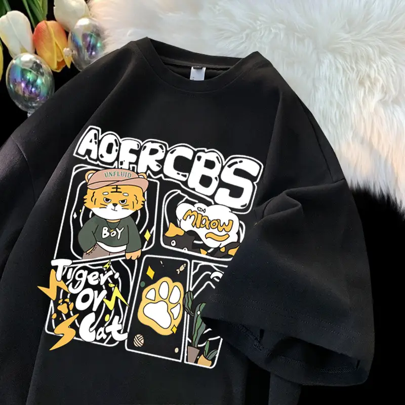 2022 New Arrival Loose Fit Men T-Shirt White Graphic Print - Image 2