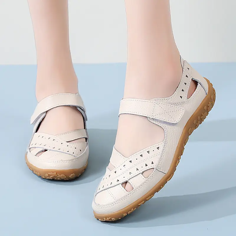 Cross-border large size 35-46 new women's sandals hollow hole shoes leather Bean shoes mother shoes women's shoes nurse - Image 7