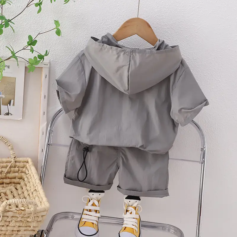 Black Hoodie & Shorts Set for Boys Summer Wear - Image 7