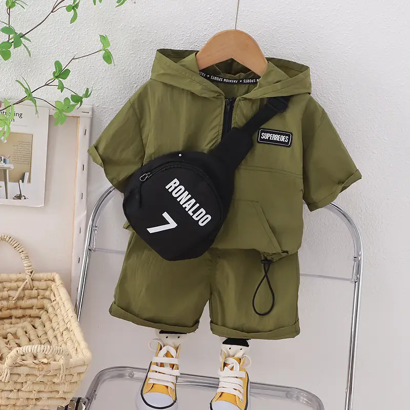 Black Hoodie & Shorts Set for Boys Summer Wear - Image 3