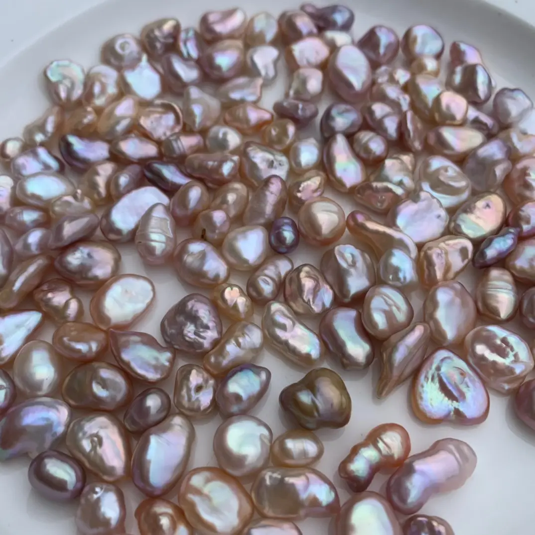 6-15mm Fresh Water Pearl Mirror Beads Broken Silver Baroque - Image 3