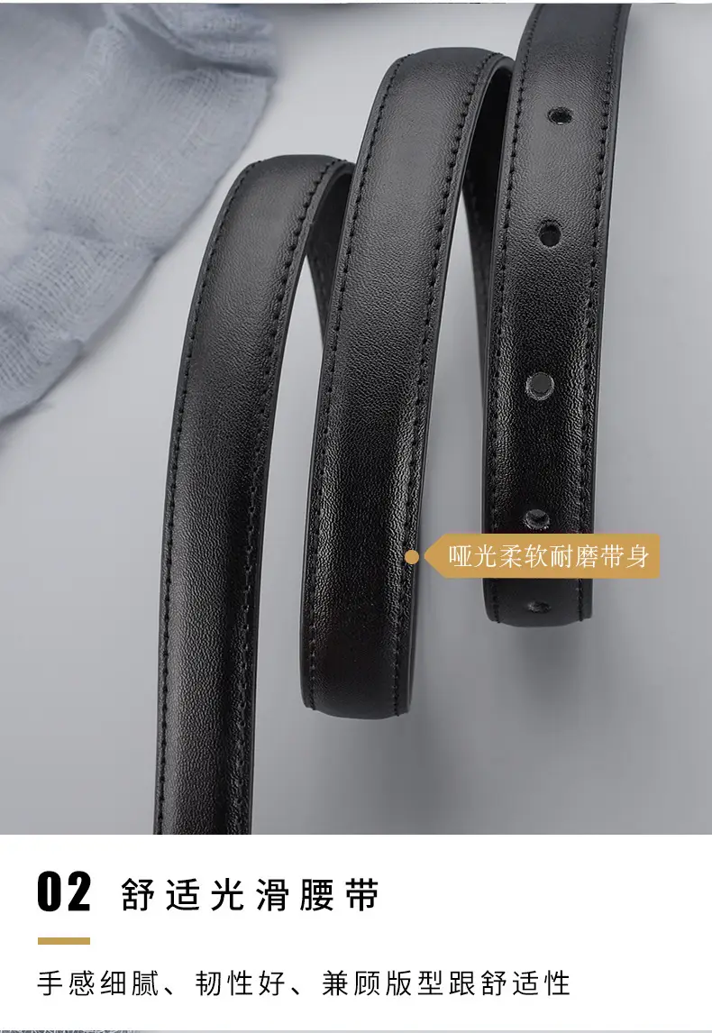 Women Brown Leather Belt with Crystal Buckle — feature 13